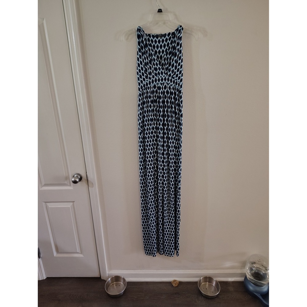 Tart Collections Blue Geometric Diamond Print Sleeveless Maxi Dress Womens Small